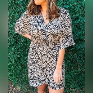 Animal print true wrap dress
